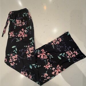 EKOUER Floral Black Lounge Pants - Size Medium Relaxed Fit